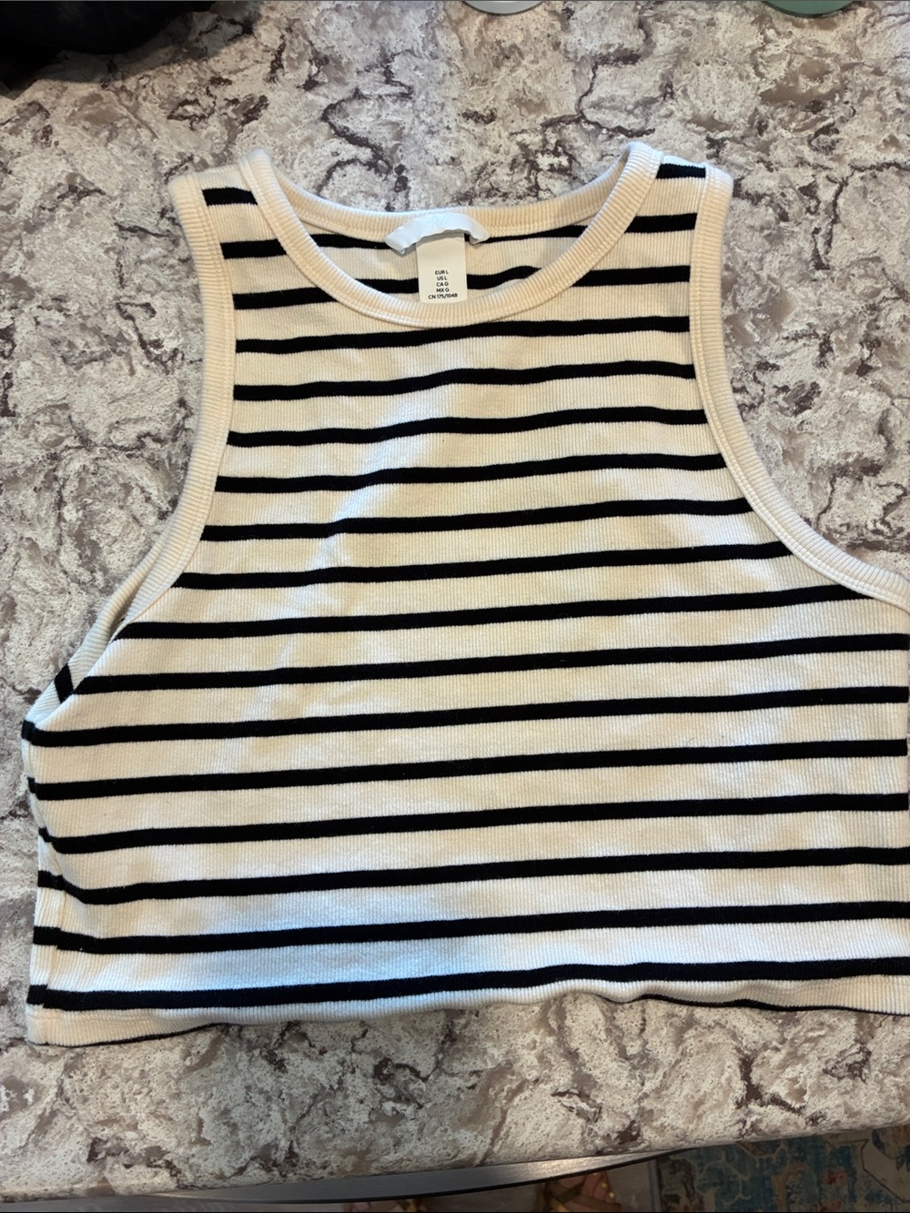H&M Black & White Striped Cropped Tank
